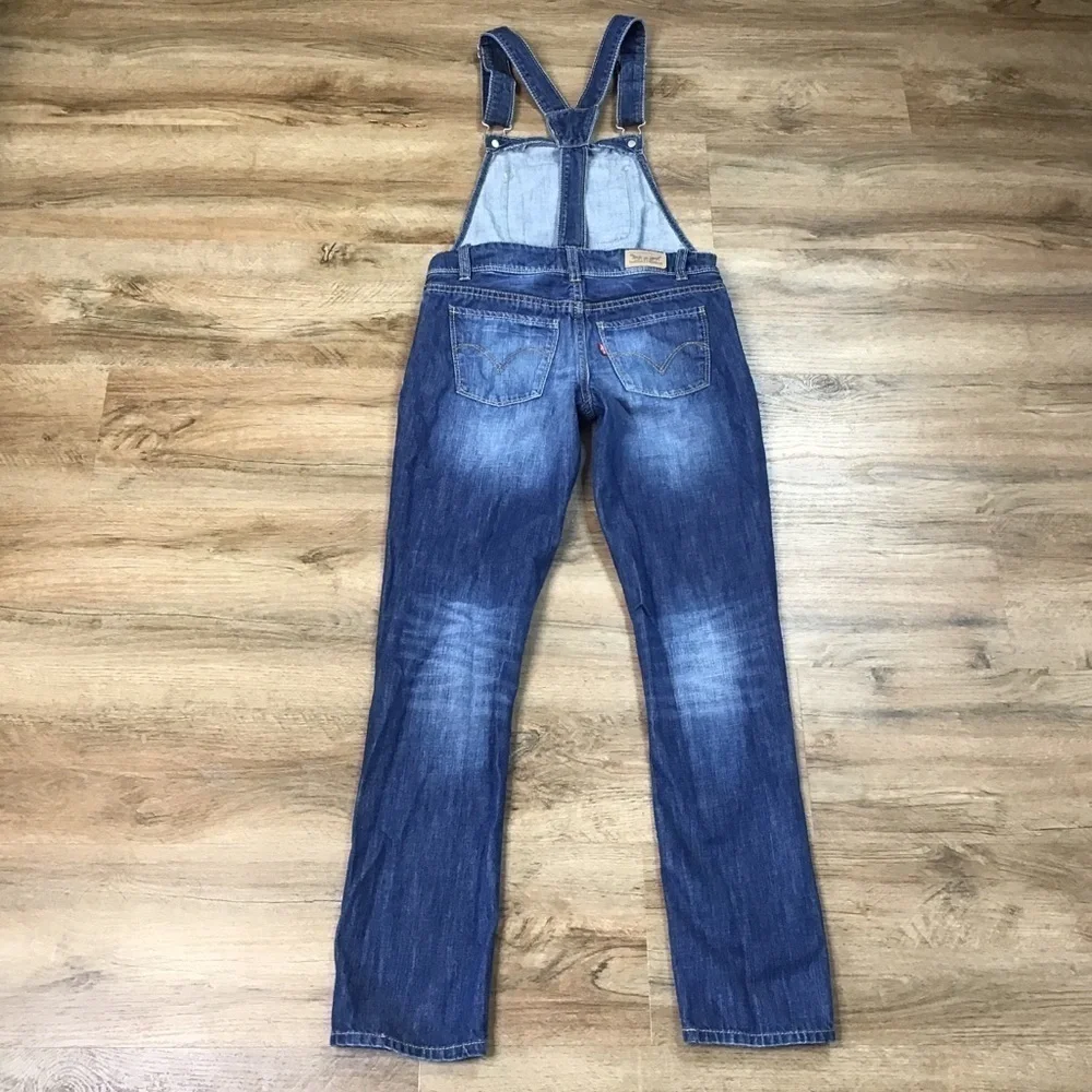 LEVI’S Strauss Overalls Denim Jean Dark Blue Youth Size 12 Regular